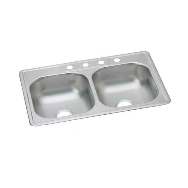 Dayton Stainless Steel 33 X 22 X 7-1/16 Equal Double Bowl Top Mount Sink